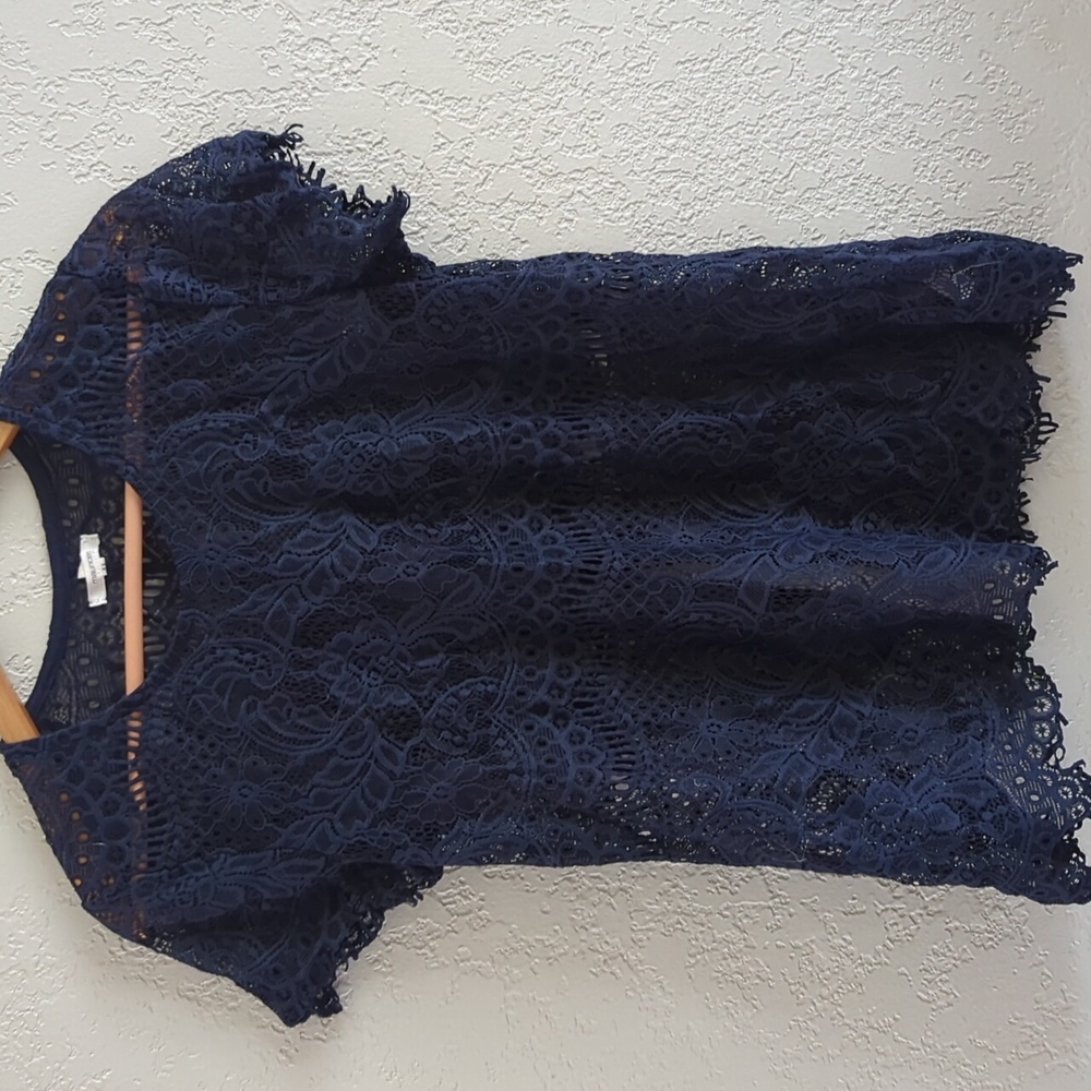 Navy lace blouse